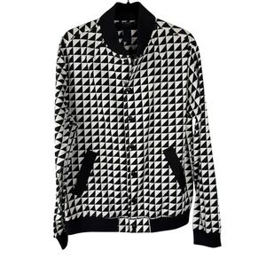 Blvck Scvle Bomber Jacket Mens Large Black White Lightweight Checkered Flag SKA